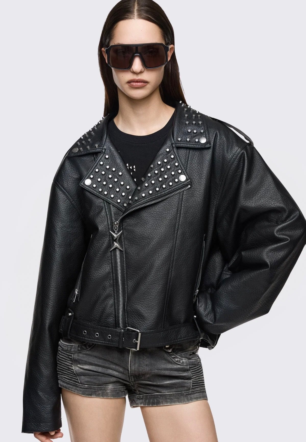 Minga London - Roxanne Biker Black - Leather Jacket | Women-Image