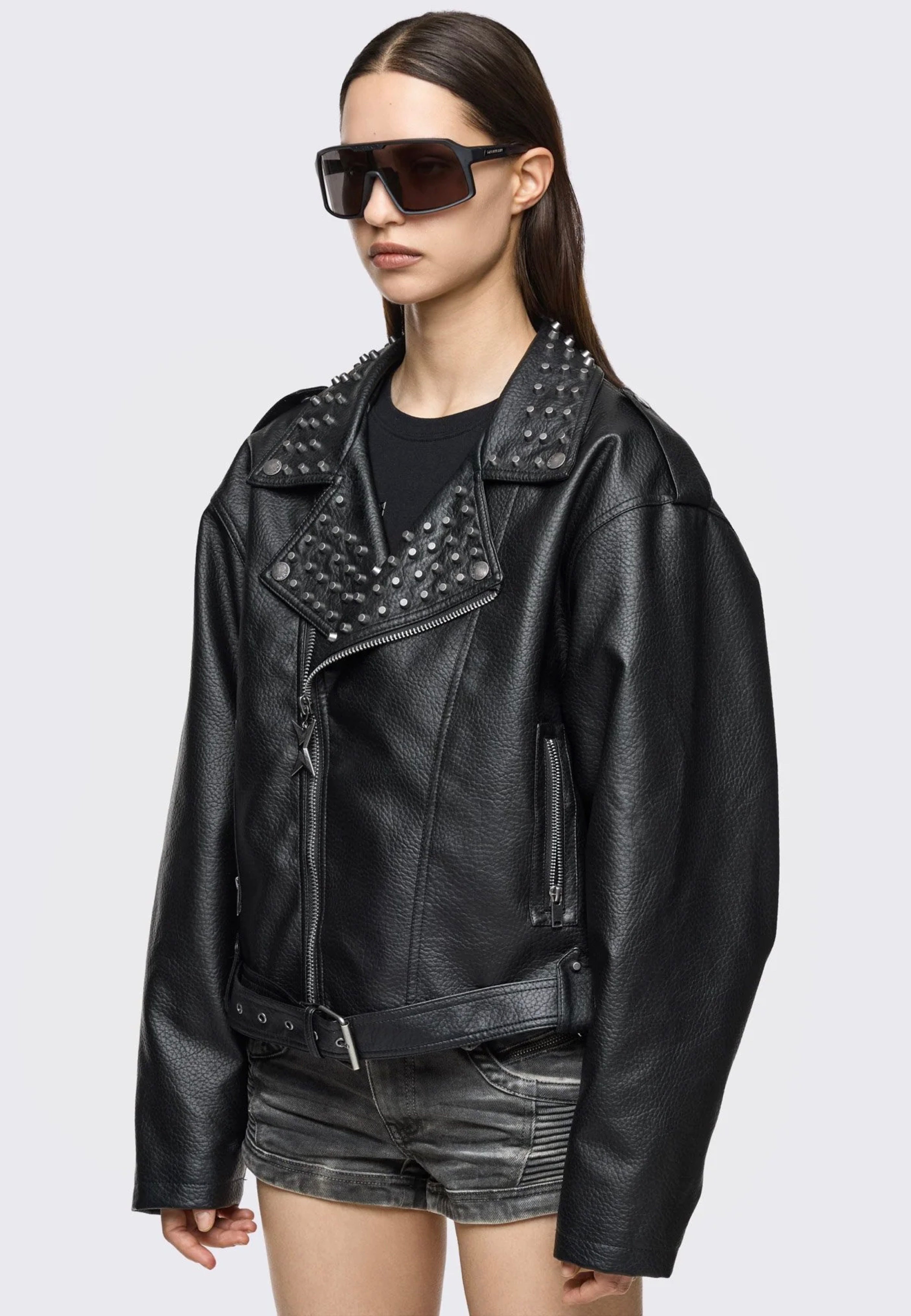 Minga London - Roxanne Biker Black - Leather Jacket | Women-Image