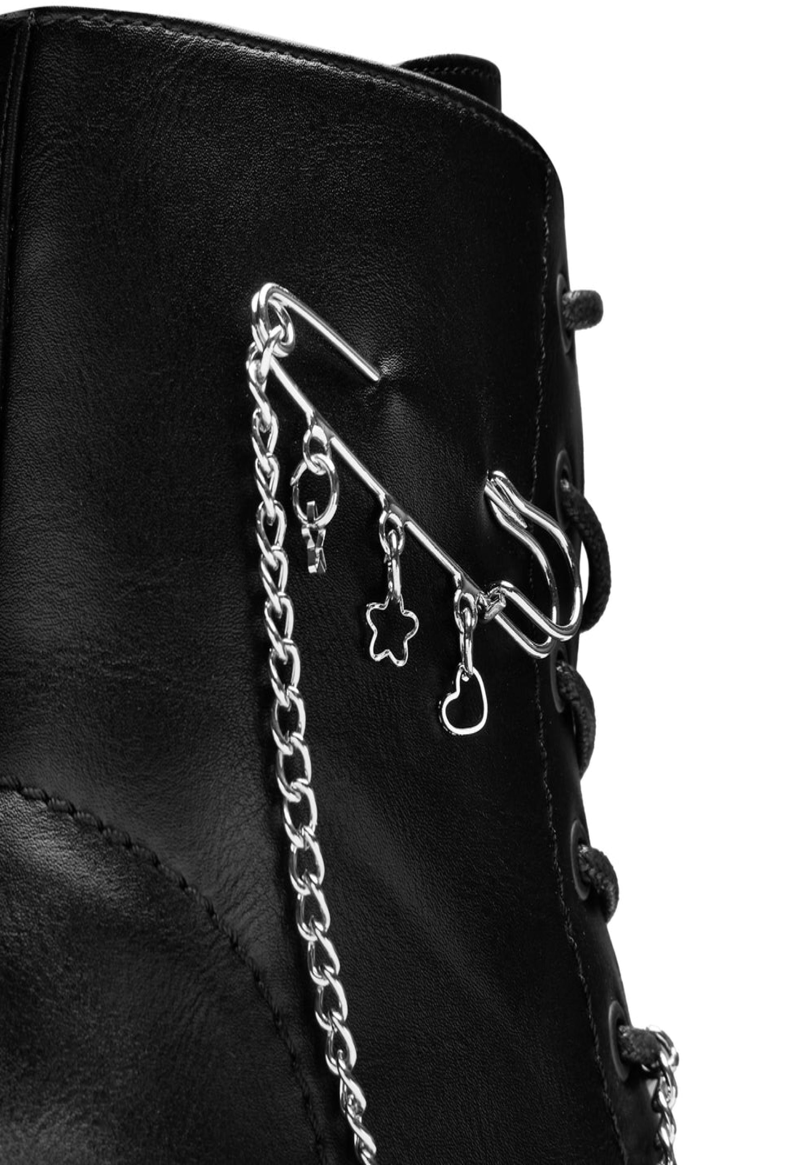 Koi Footwear - Salvius Safety Pin Military Lace Up Black - Girl Shoes | Women-Image