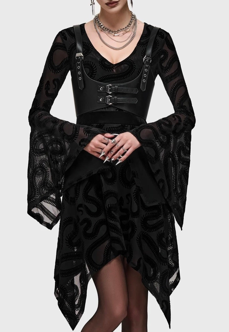 Killstar Serpentes Mini Black Dress