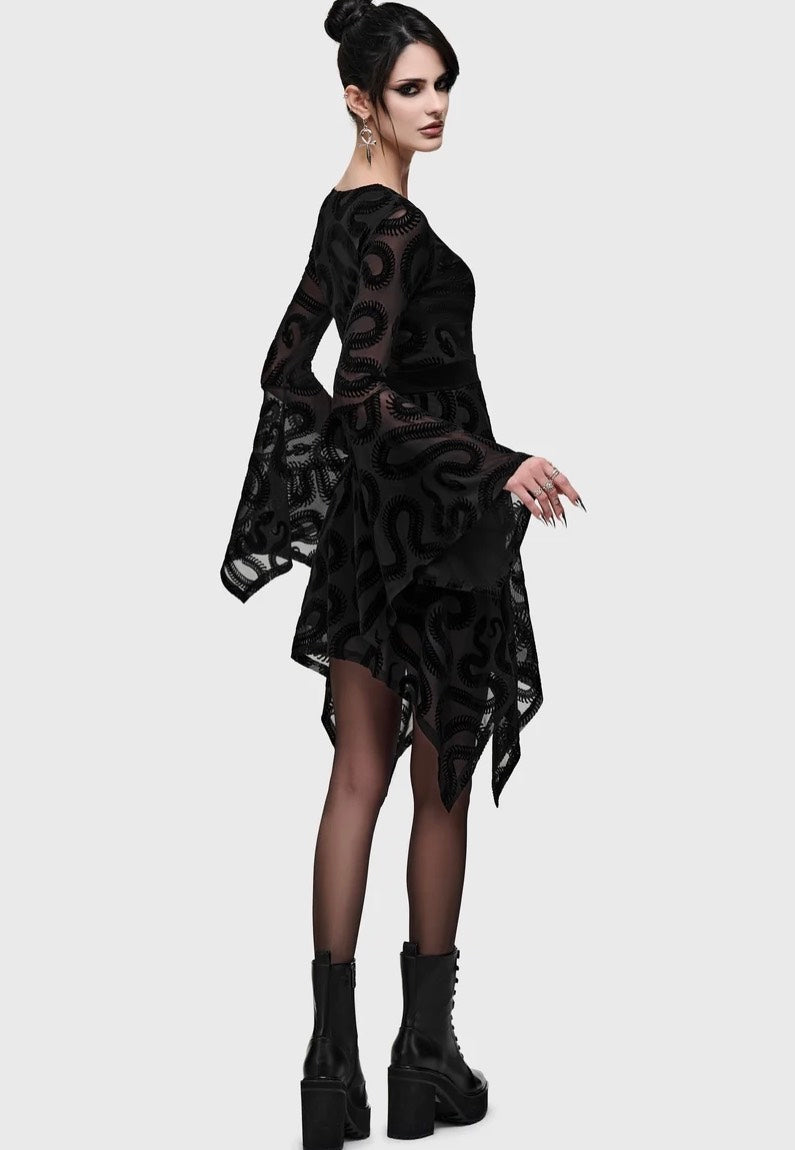 Killstar Serpentes Mini Black Dress
