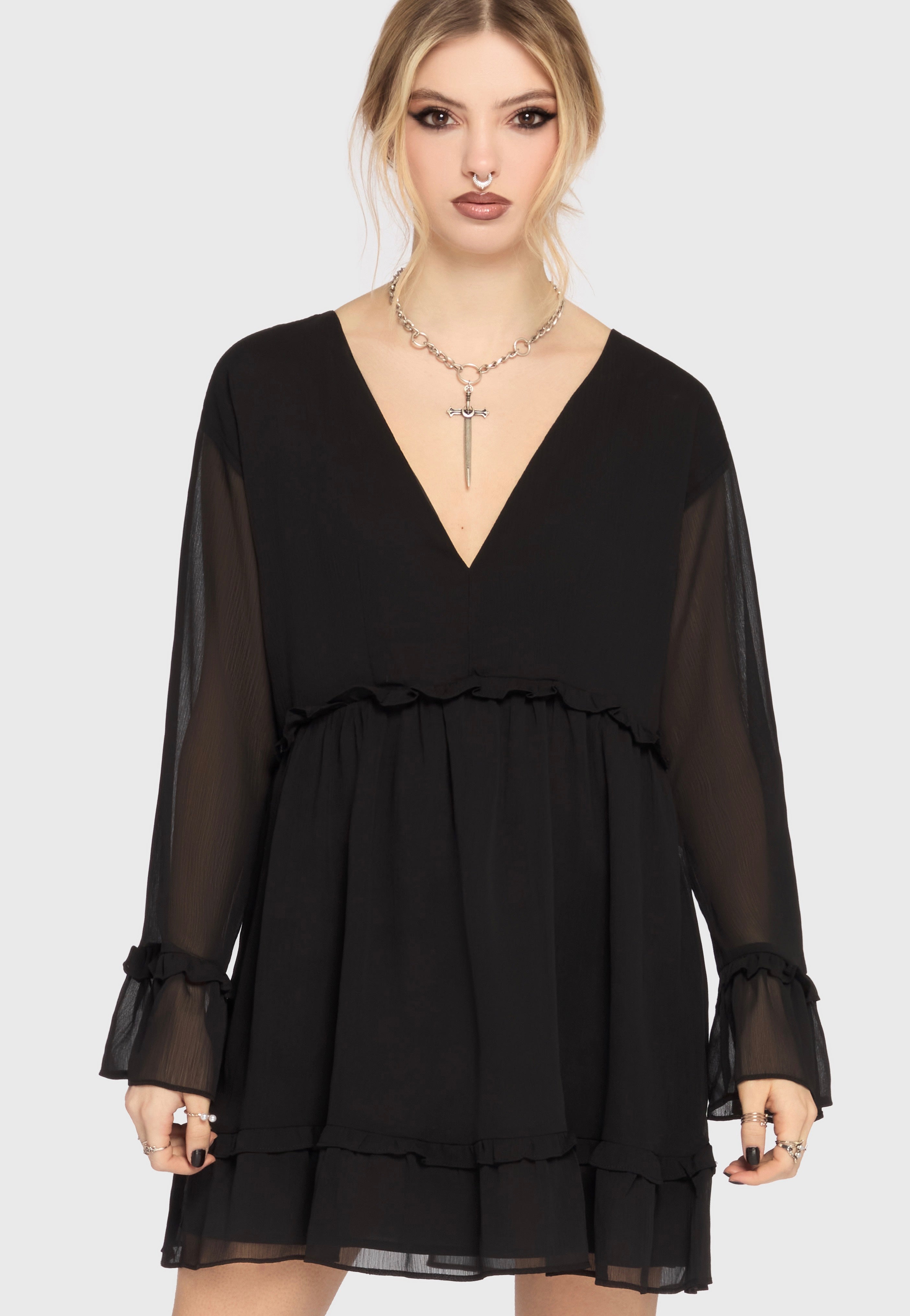 Killstar - Seraph In Ash Mini Black - Dress | Women-Image