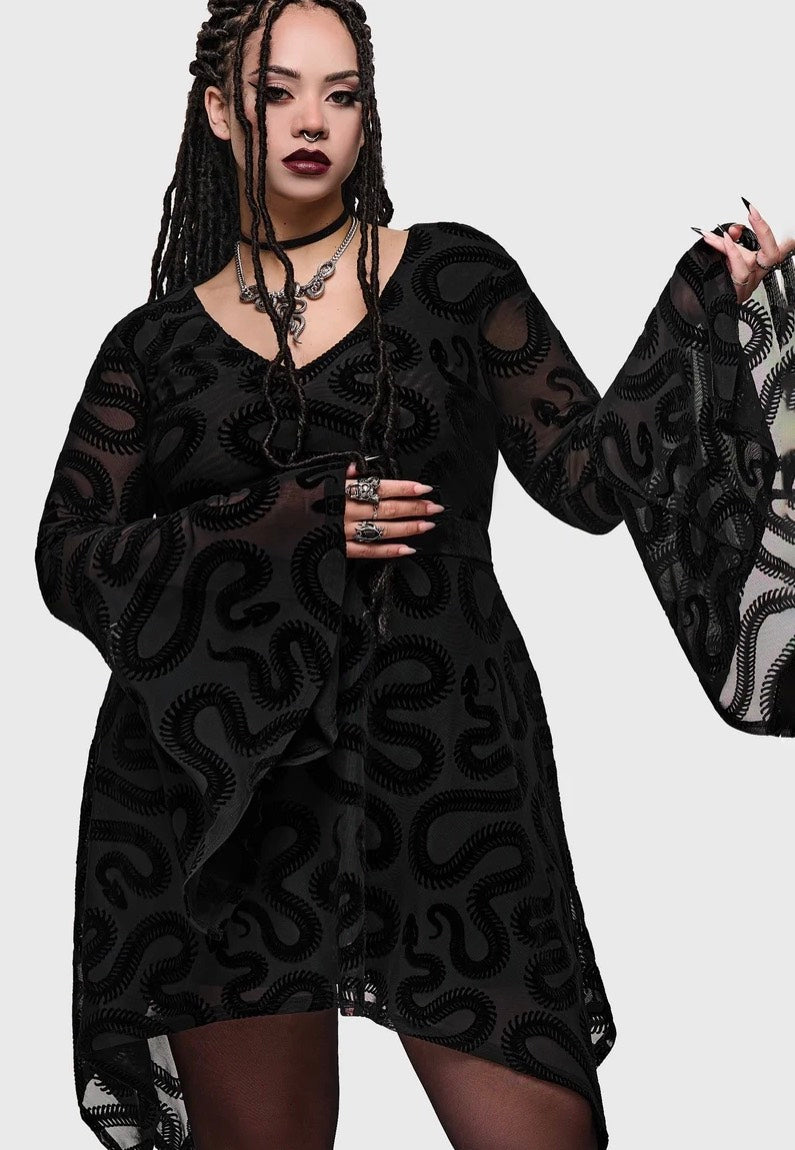 Killstar Serpentes Mini Black Dress
