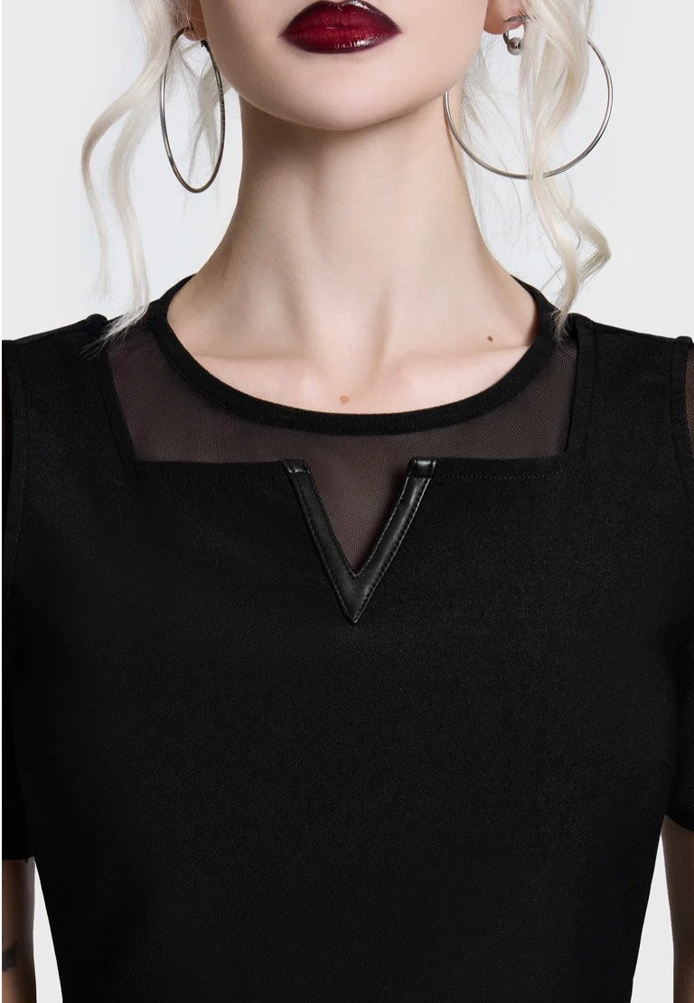 Killstar Shadow V Neck Skater Black Kleid