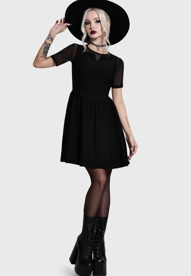 Killstar Shadow V Neck Skater Black Kleid