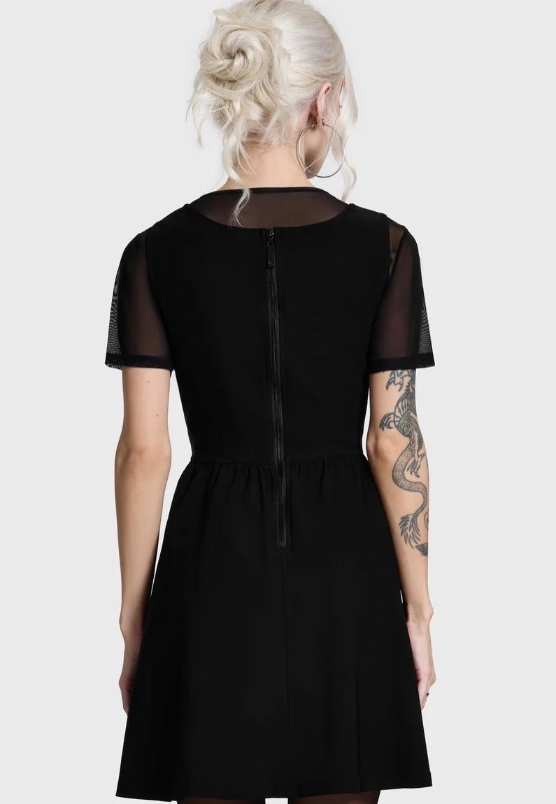 Killstar Shadow V Neck Skater Black Kleid