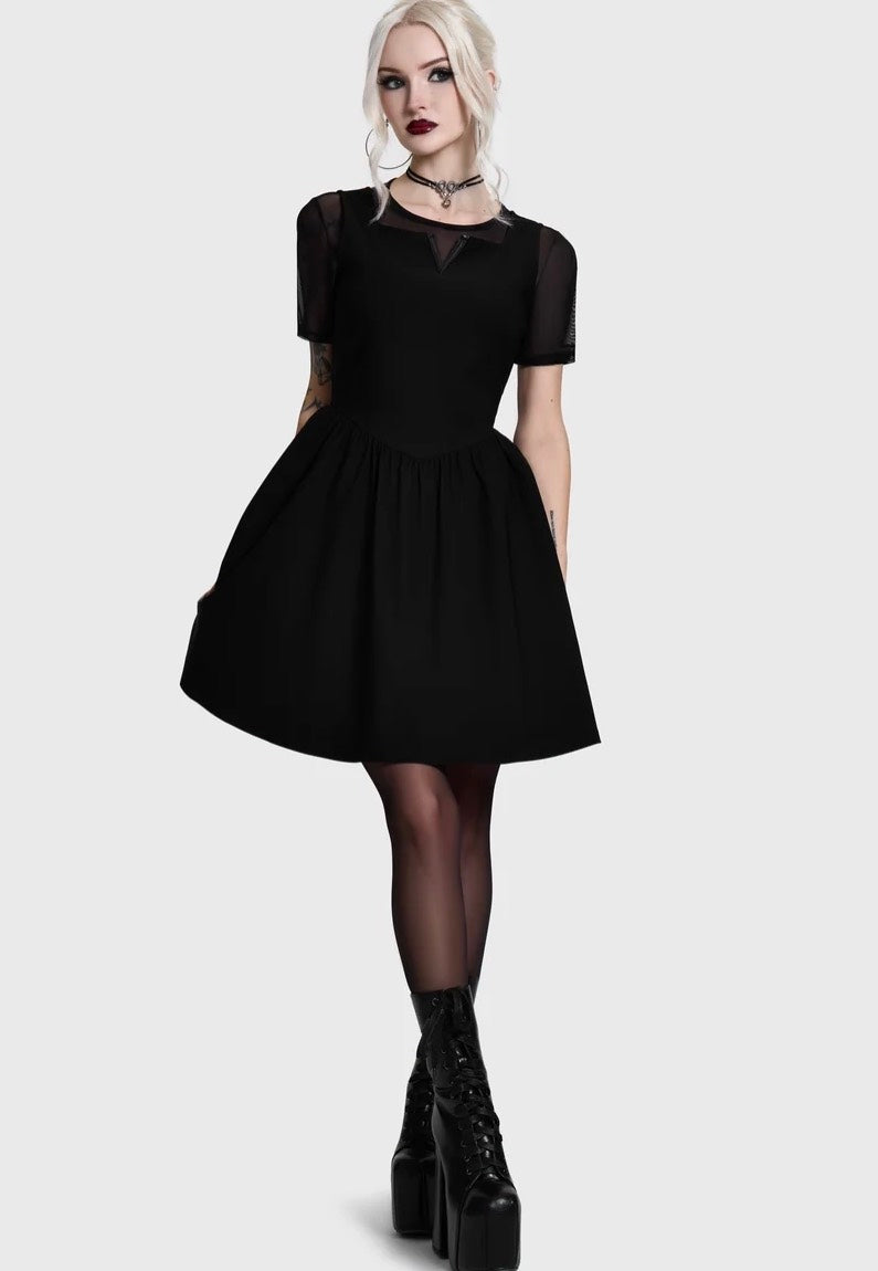 Killstar Shadow V Neck Skater Black Kleid