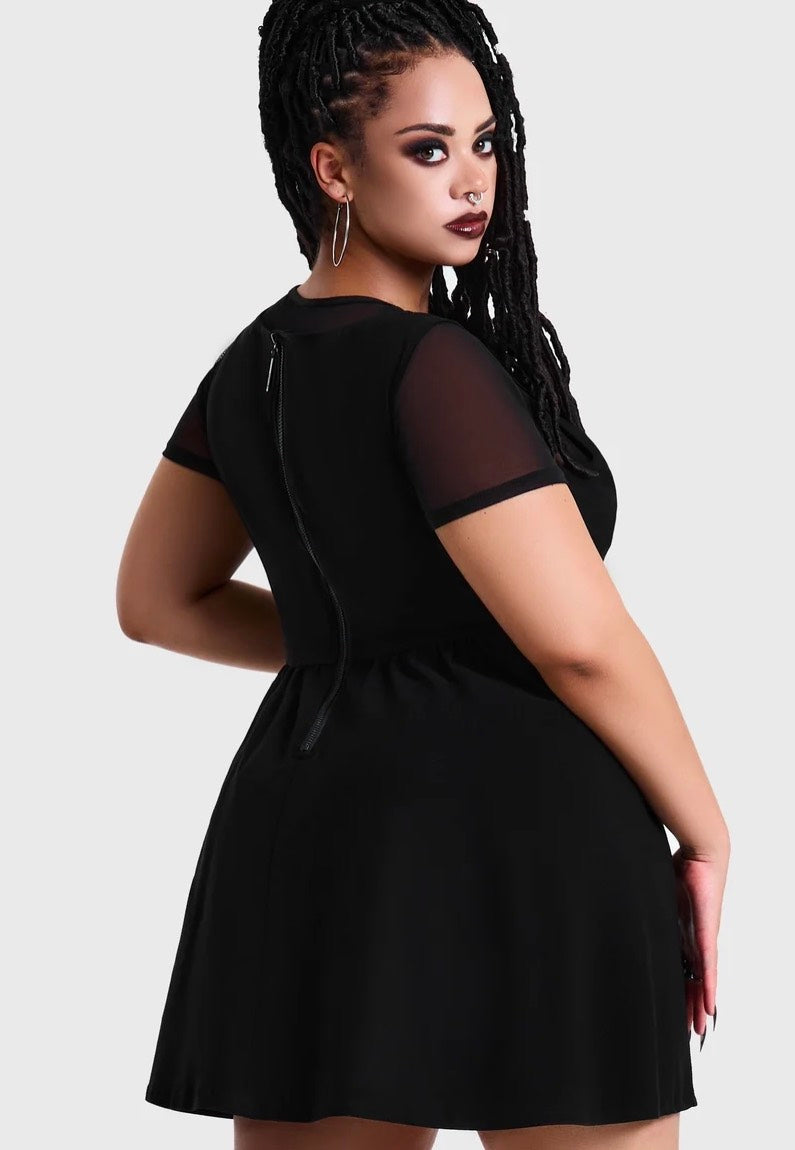 Killstar Shadow V Neck Skater Black Kleid