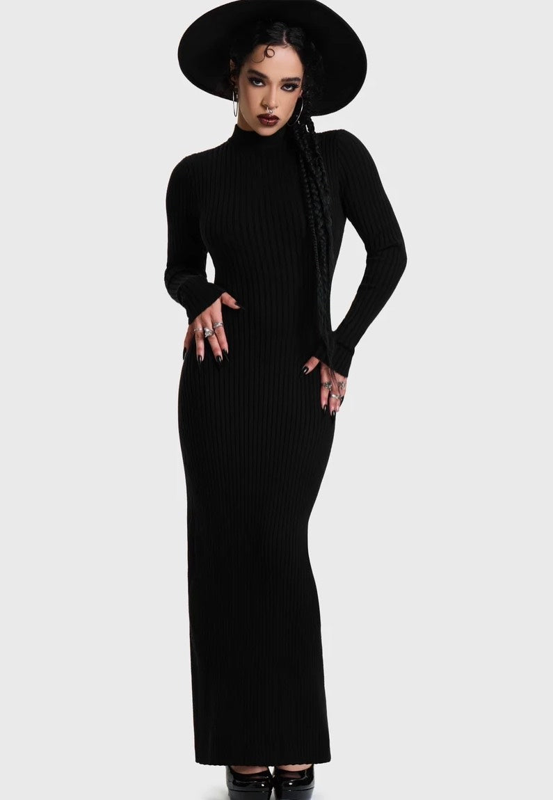 Killstar Skultra Knit Maxi Black Dress