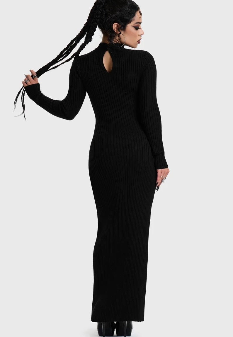 Killstar Skultra Knit Maxi Black Dress