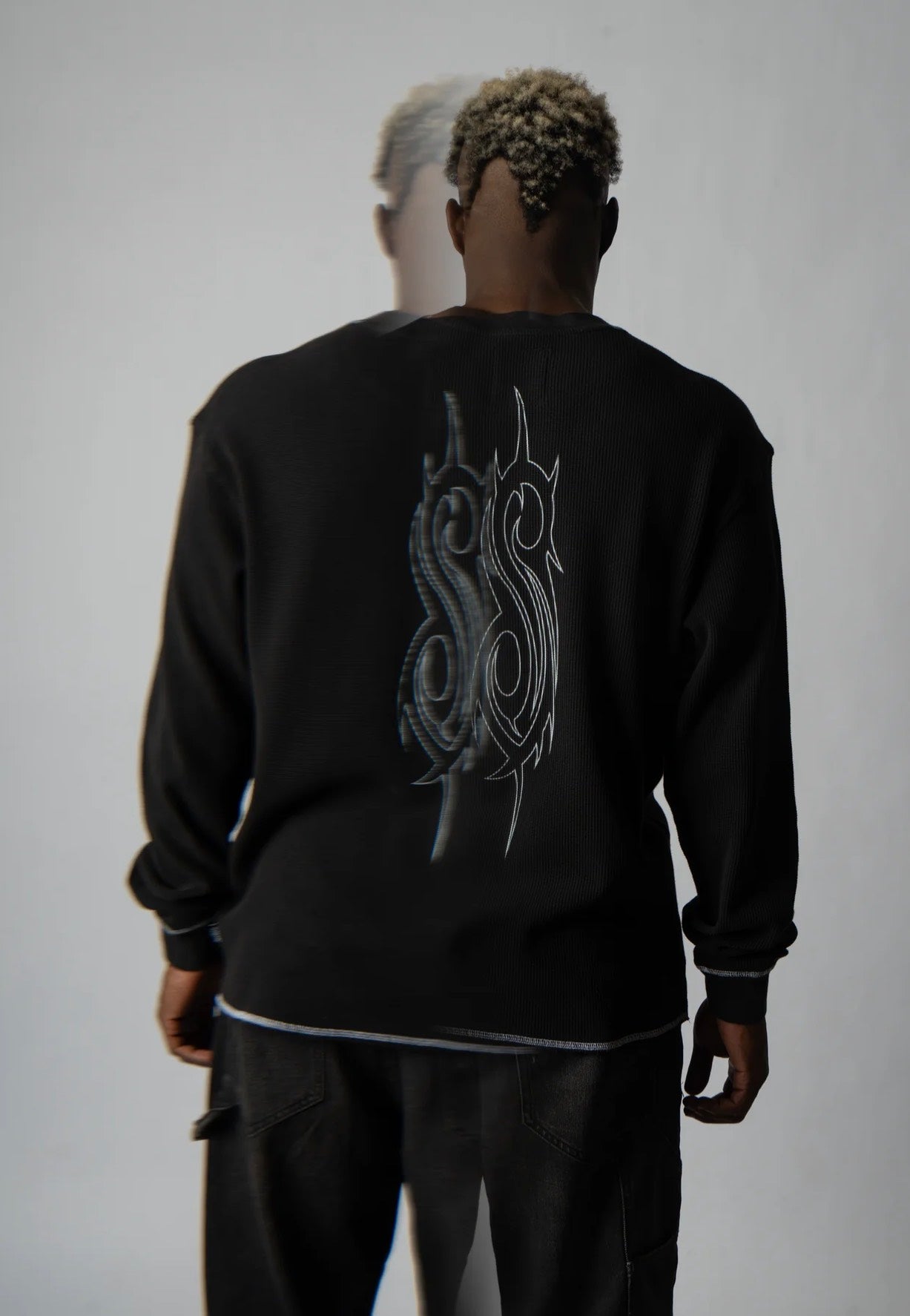 Welcome x Slipknot - Mask Contrast Stitch Thermal Black/White - Sweater | Men-Image