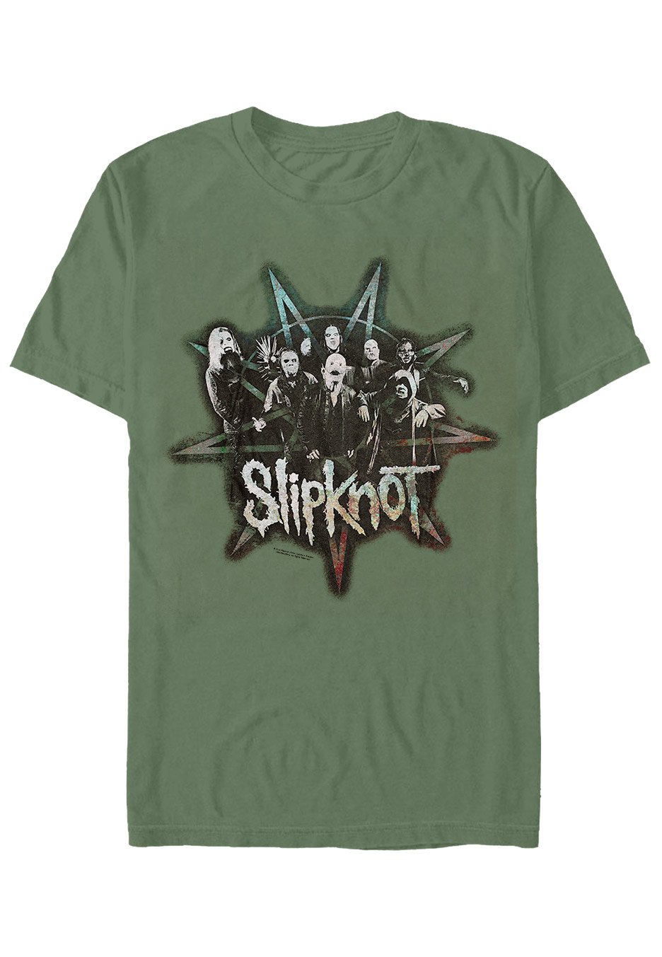 Slipknot - Group Star Olive - T-Shirt
