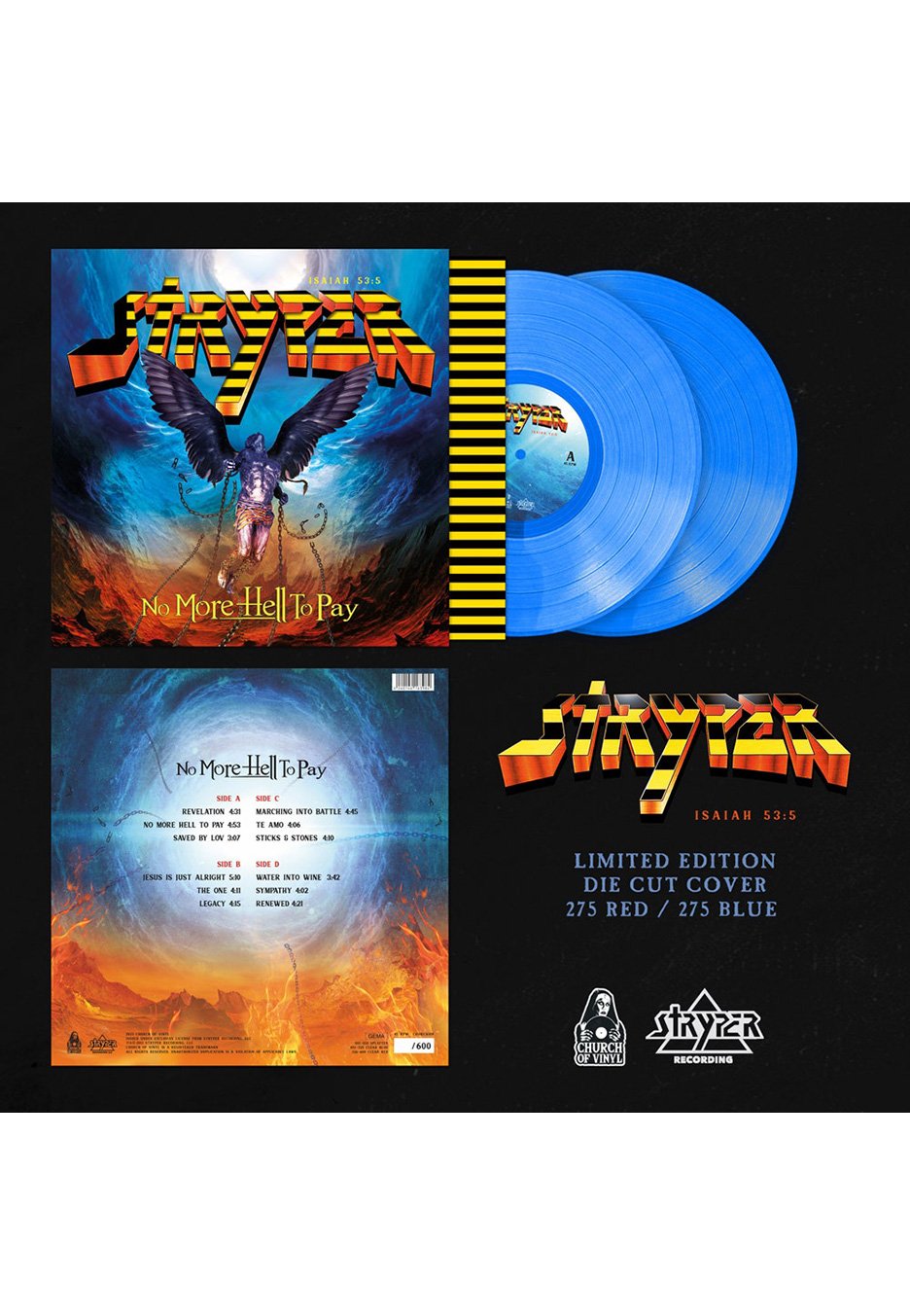 Stryper - No More Hell To Pay Clear Blue - Colored 2 Vinyl