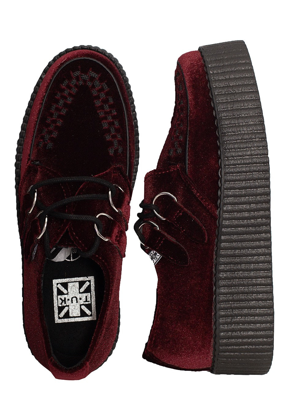 T.U.K. - Viva High Velvet Burgundy - Girl Shoes | Women-Image