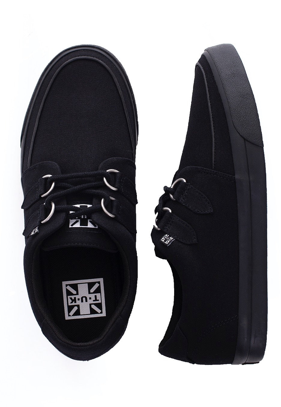 T.U.K. - VLK Creeper Sneaker 2 Ring Basic Black Canvas - Girl Shoes