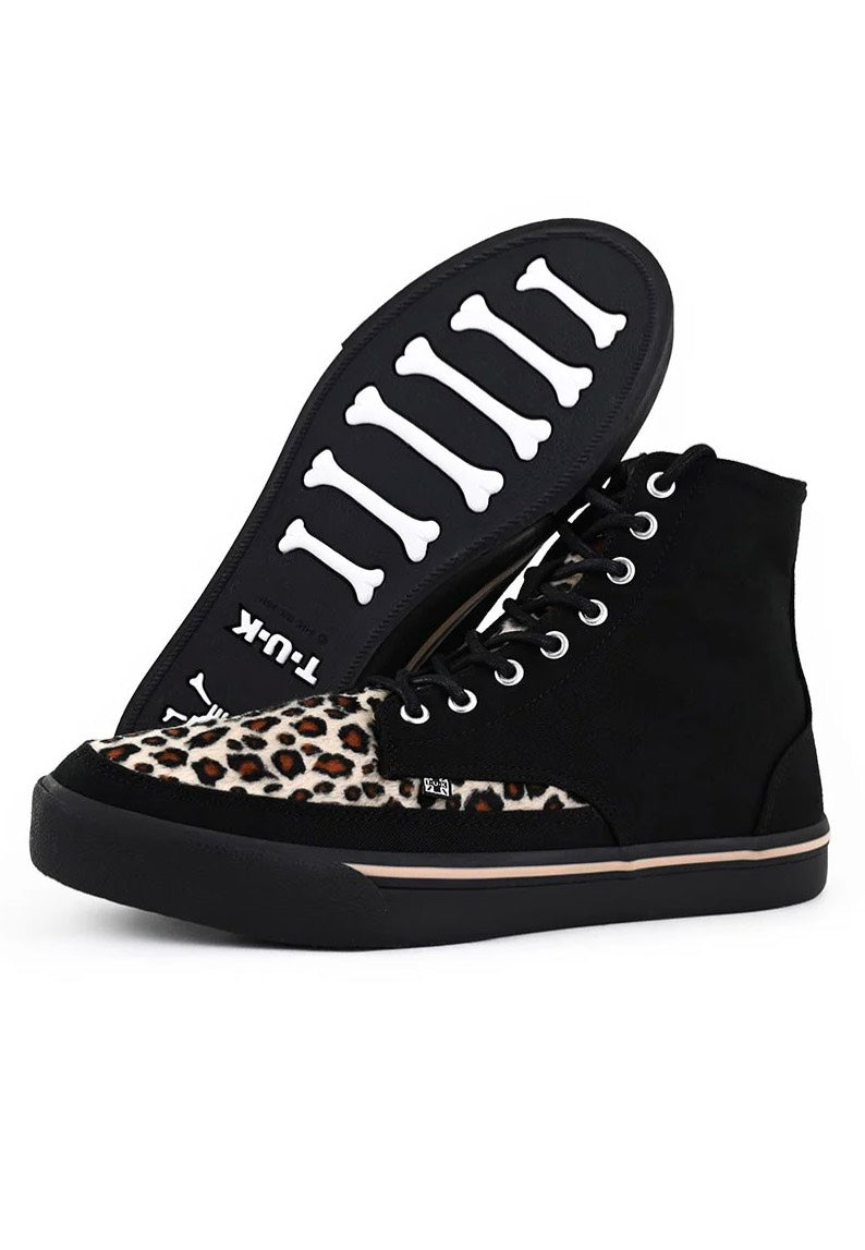 T.U.K. - Creeper Hi Top Classic Black/Leopard Canvas - Girl Shoes