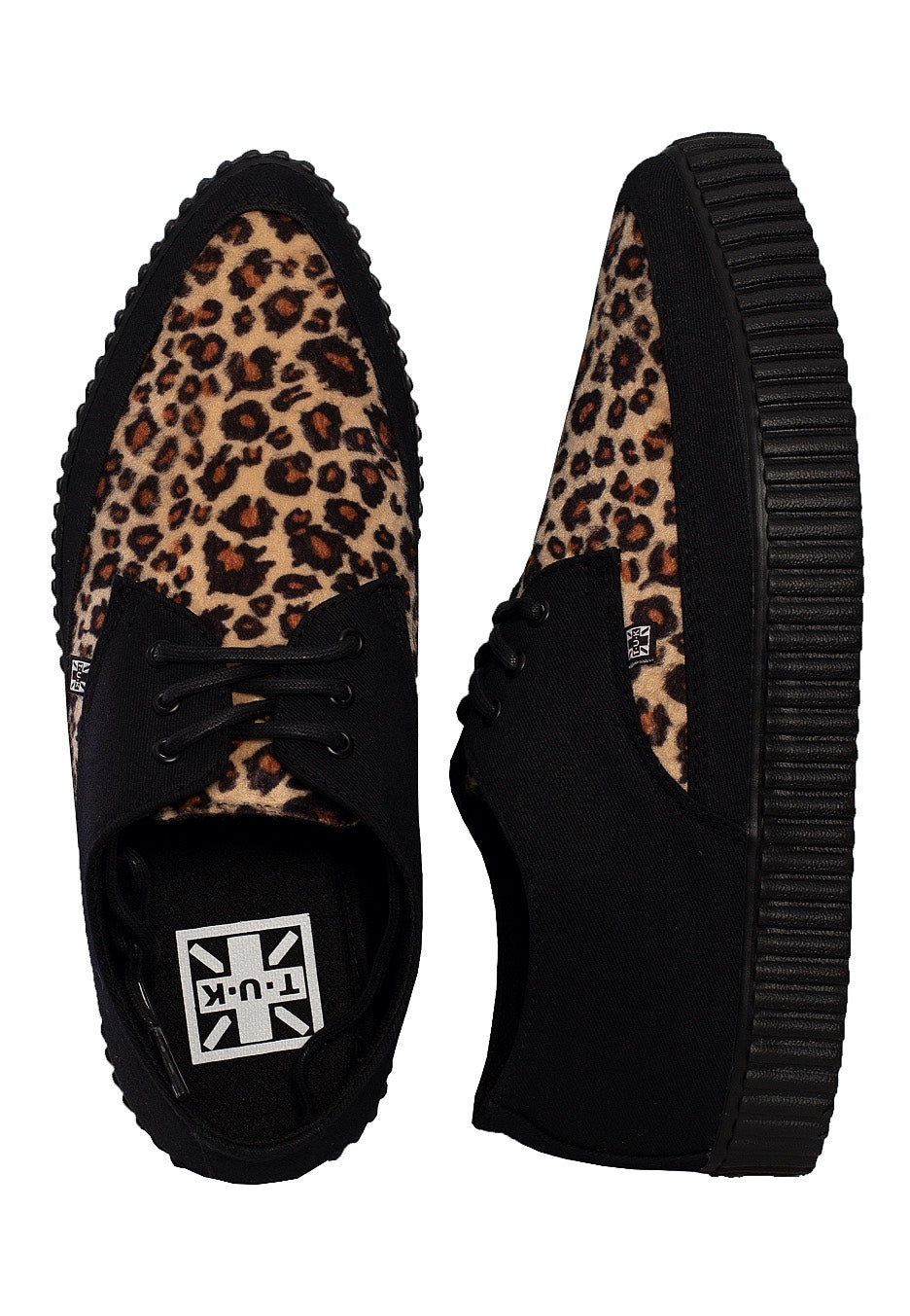 T.U.K. - Pointed Creeper Tan Leopard Vamp - Girl Shoes | Nuclear Blast
