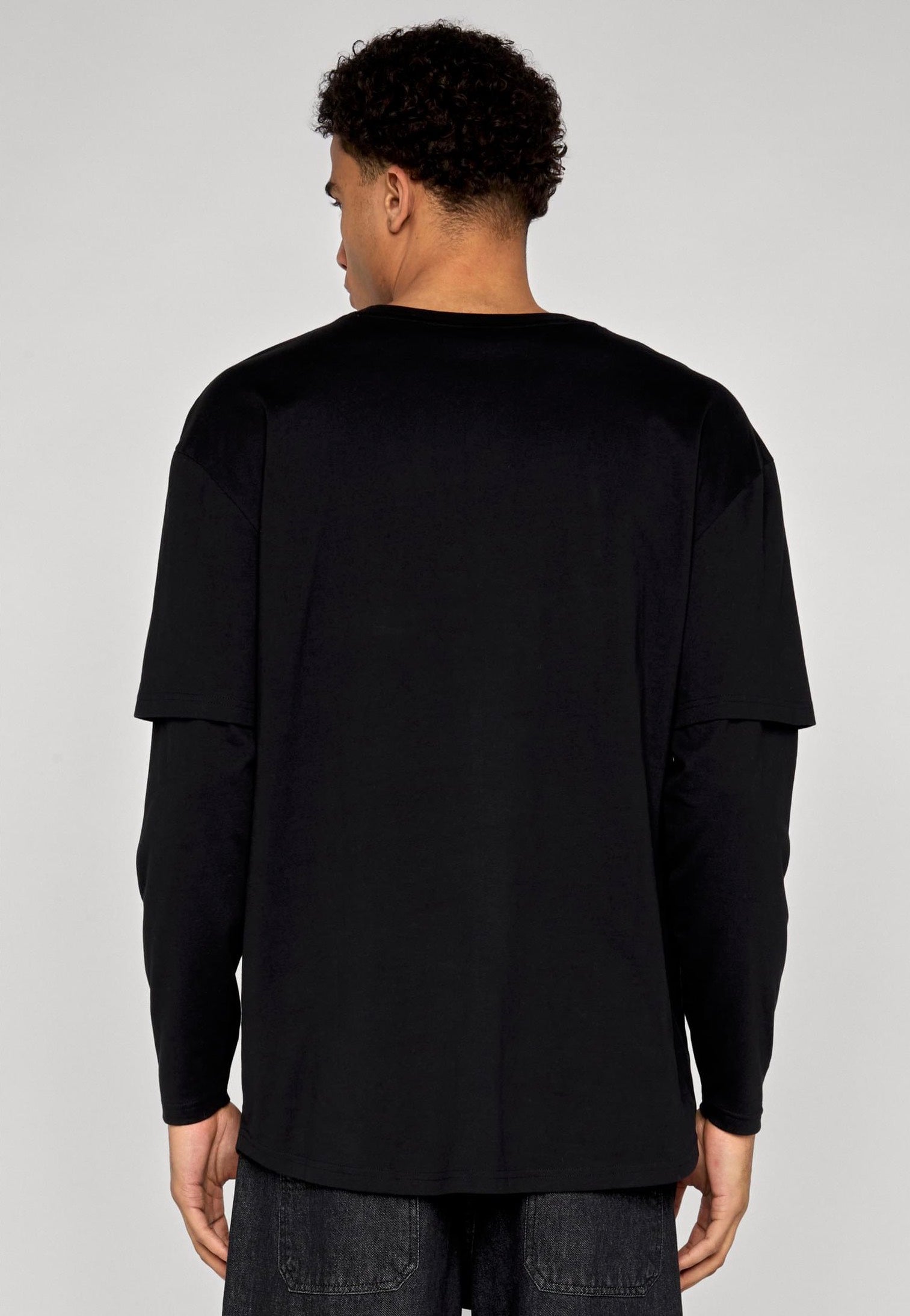 Urban Classics - Oversized Shaped Double Layer Black/Black - Longsleeve | Men-Image