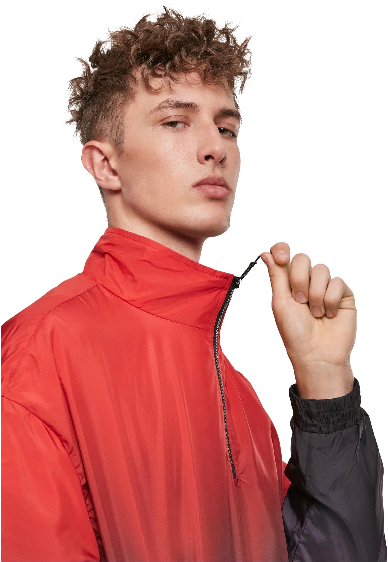 Urban Classics - Gradient Pull Over Jacket Black/Red Urban Classics - Gradient Pull Over Jacket Black/Red