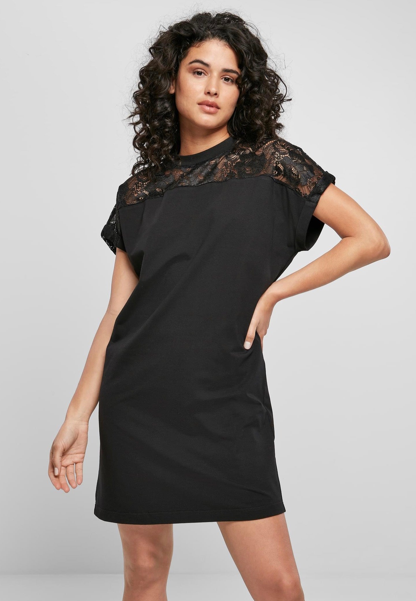 Urban Classics - Ladies Lace Tee Black - Dress | Women-Image