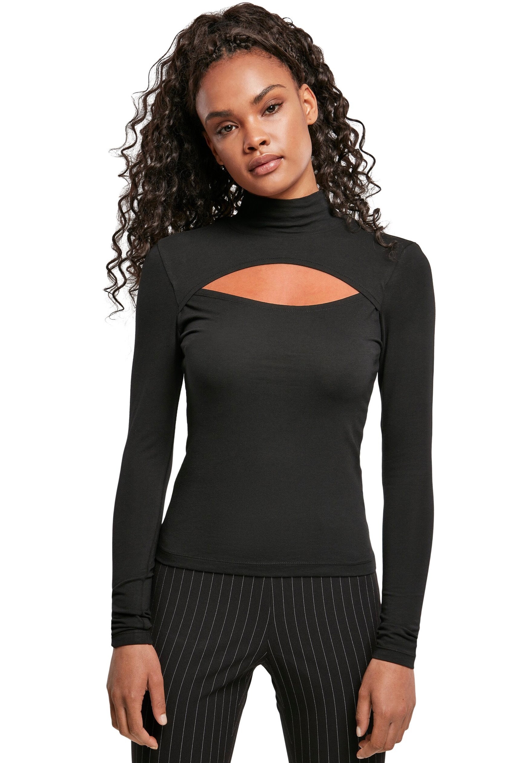 Urban Classics - Ladies Cut-Out Turtleneck Black - Longsleeve