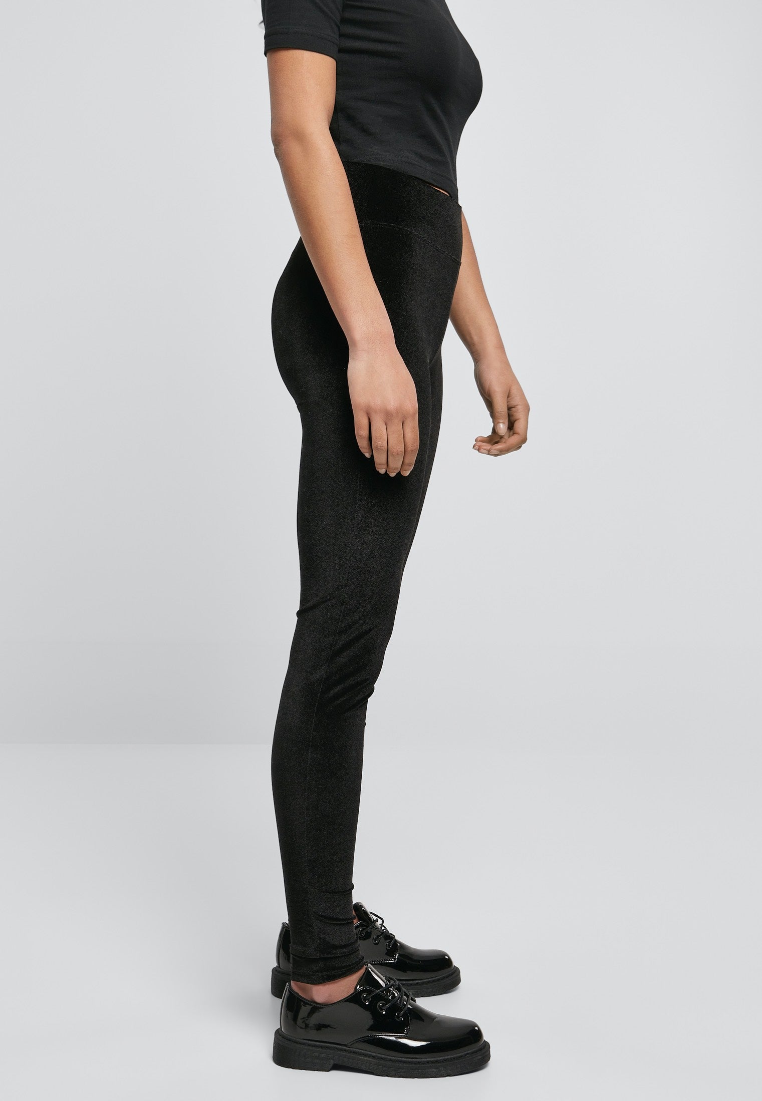 Urban Classics - Ladies High Waist Velvet Black - Leggings