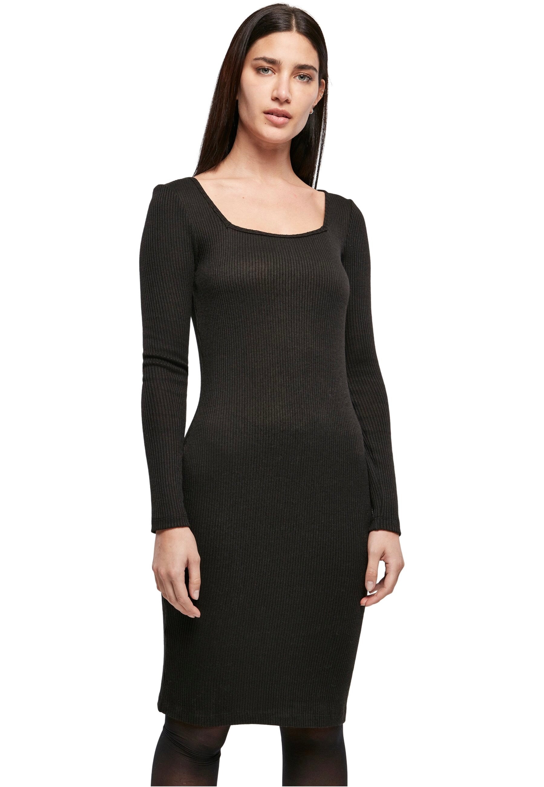 Urban Classics - Rib Squared Neckline Black - Dress