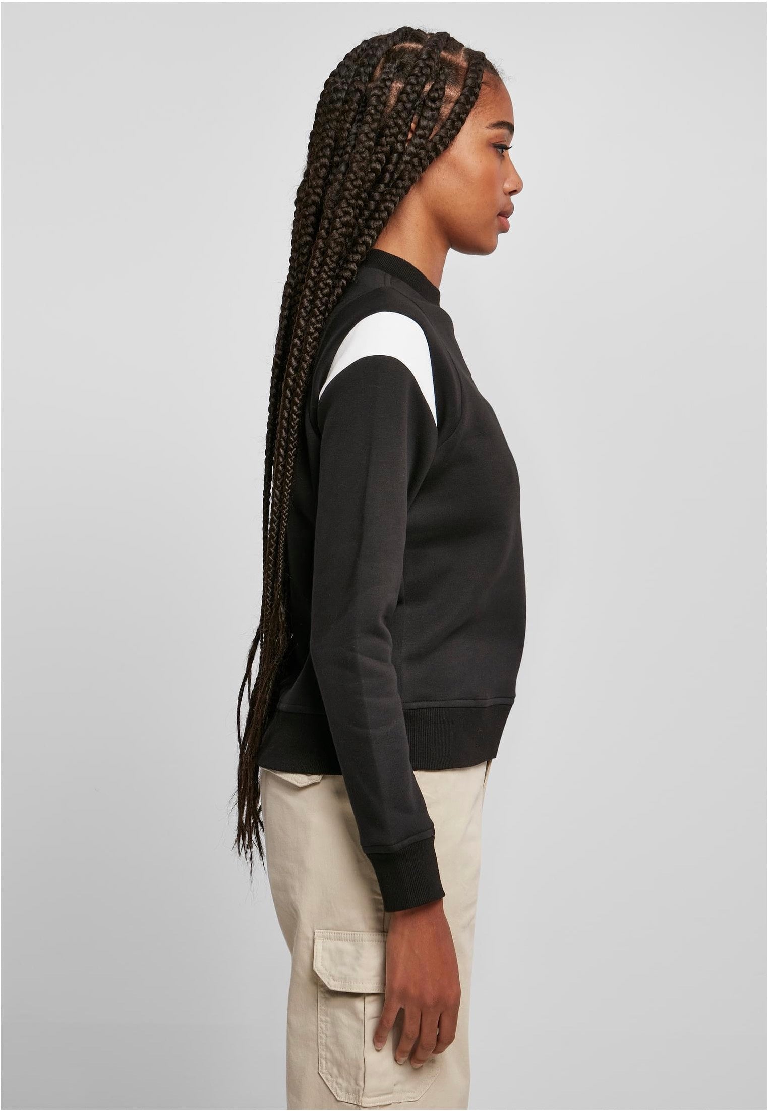 Urban Classics - Ladies Inset College Black/White - Sweater | Women-Image