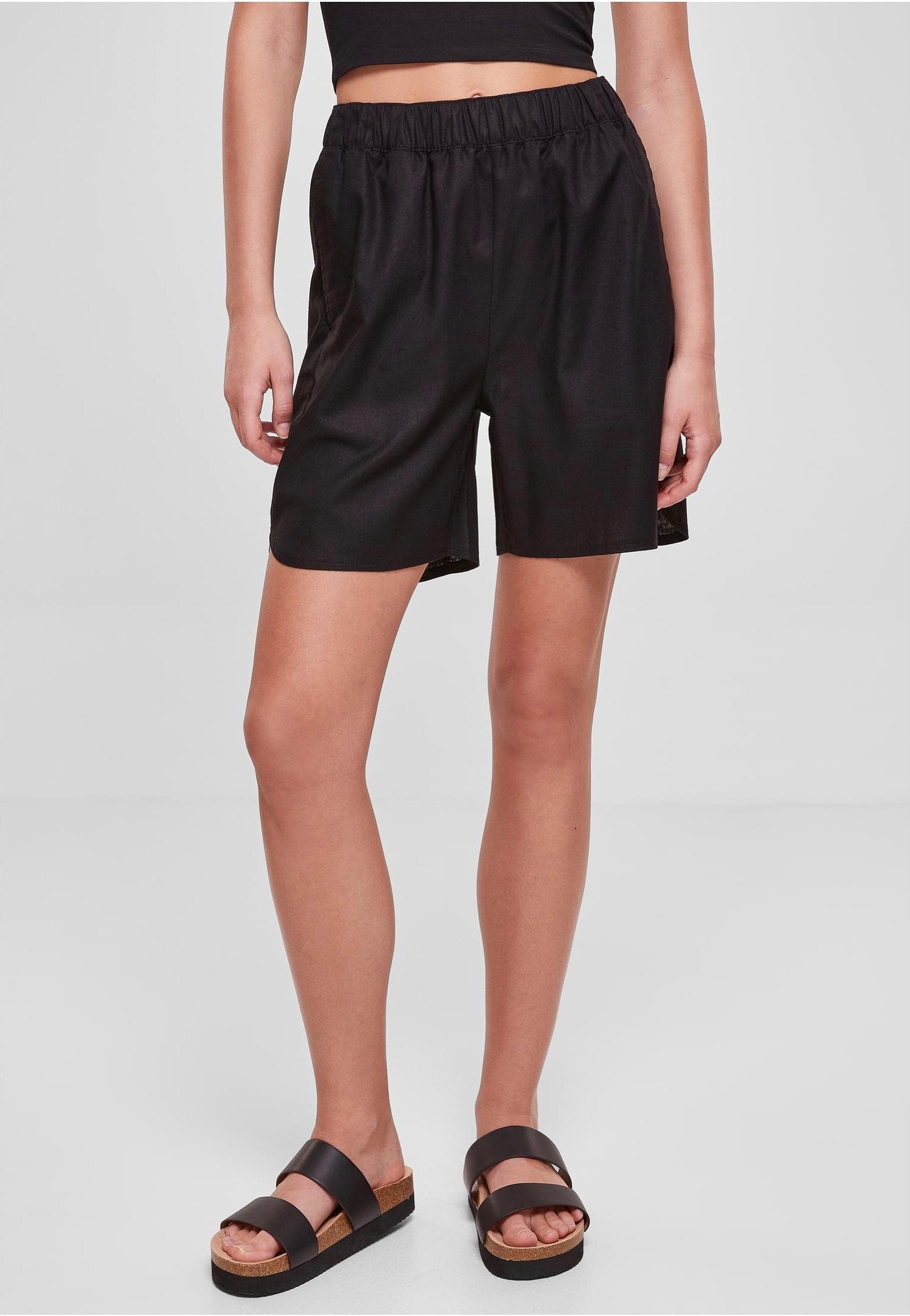 Urban Classics - Ladies Linen Mixed Black - Shorts