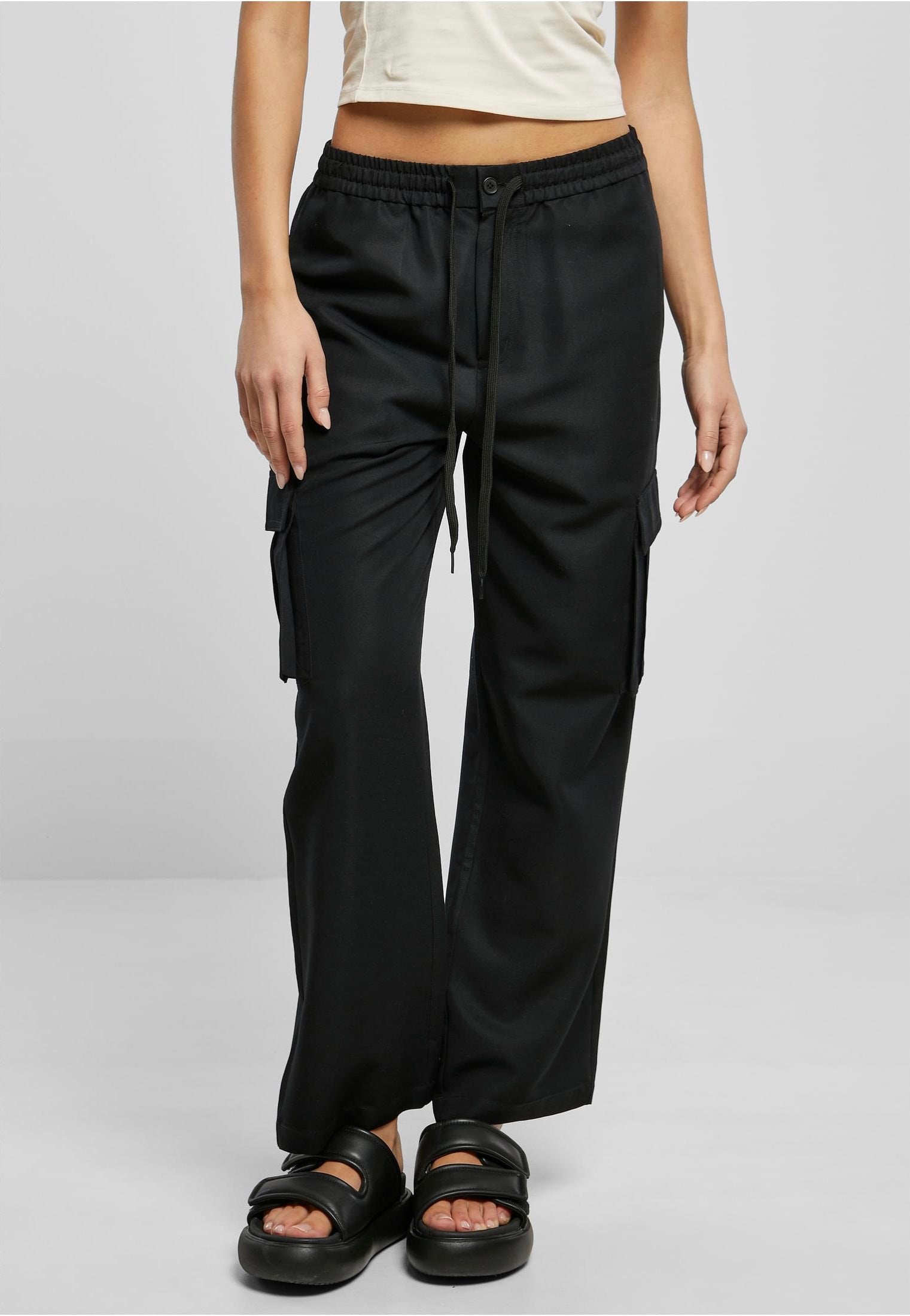 Urban Classics - Ladies Vicose Straight Leg Black - Pants