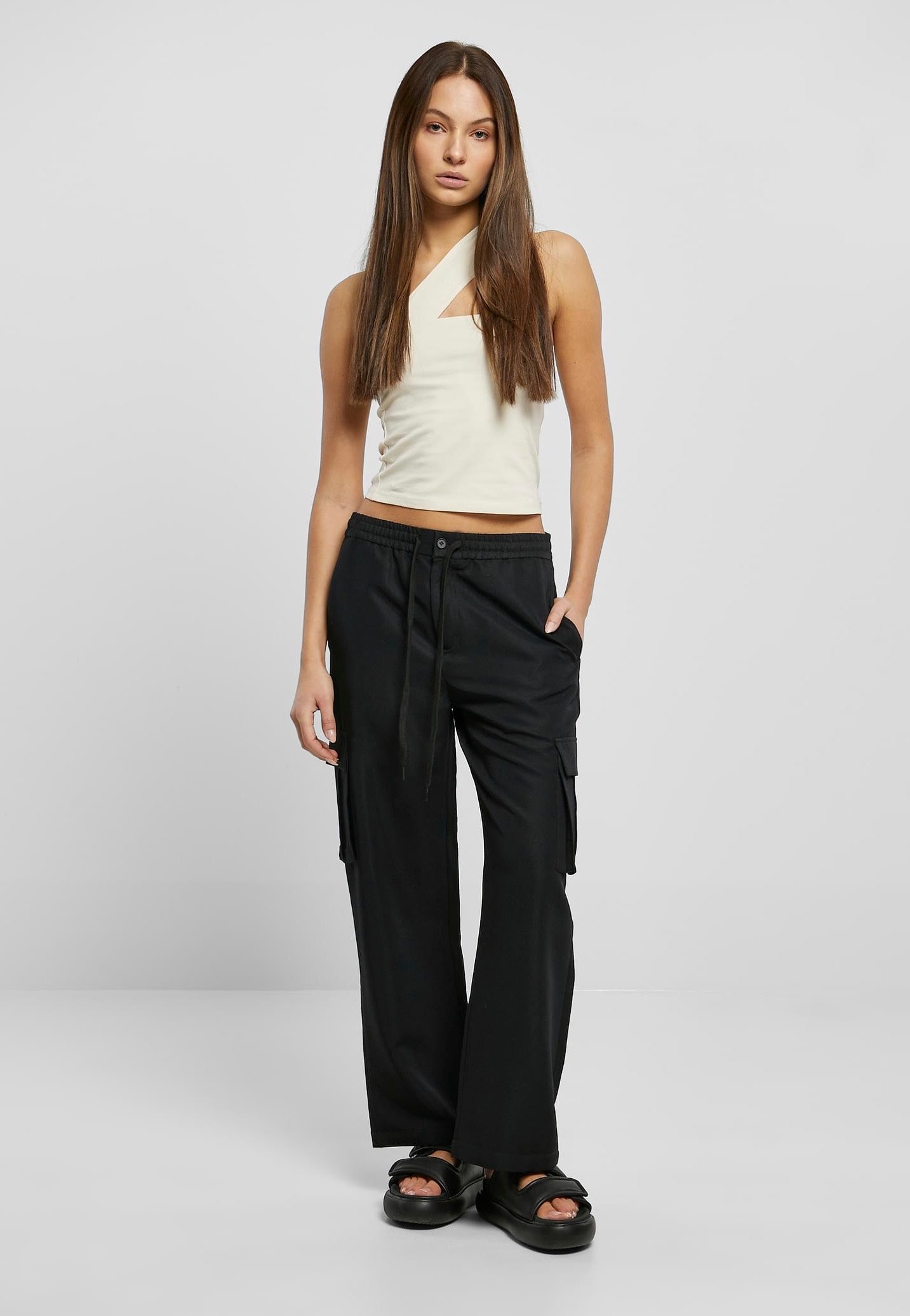 Urban Classics - Ladies Vicose Straight Leg Black - Pants