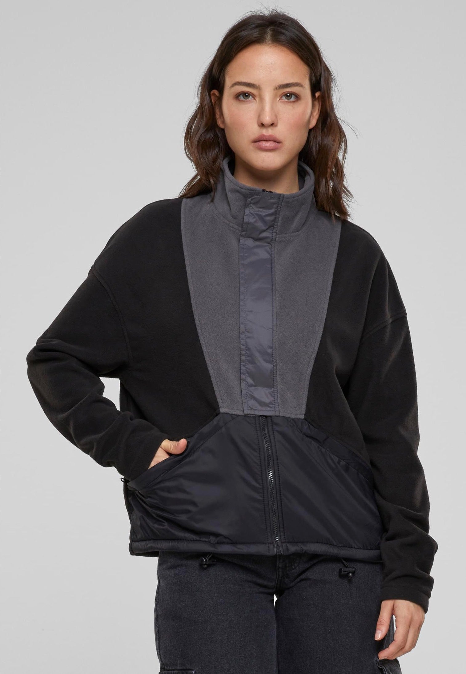 Urban Classics - Ladies Polarfleece Black/Darkshadow - Track Jacket