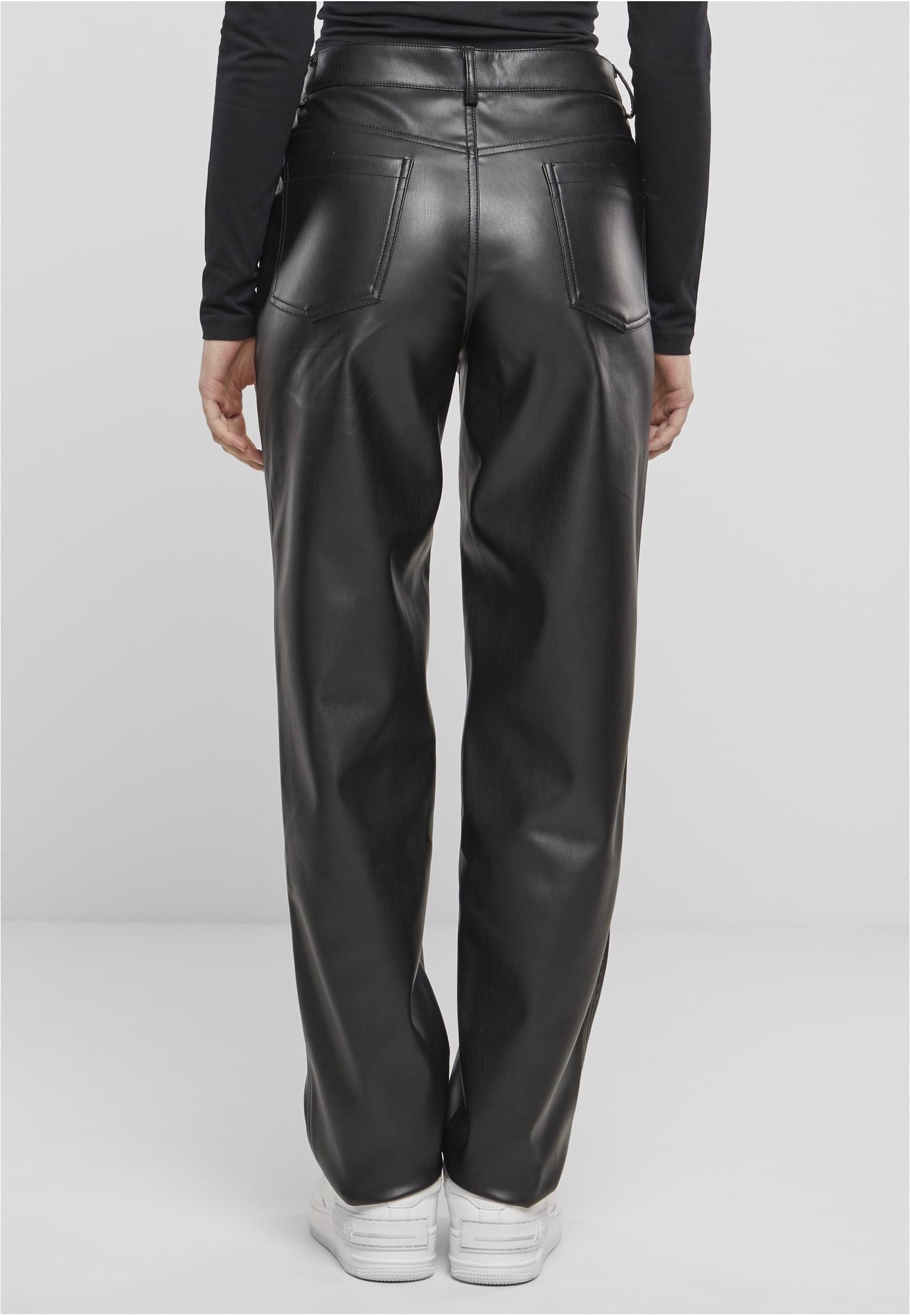 ASOS DESIGN Petite 90's straight leg faux leather pants in black ASOS DESIGN Petite 90's straight leg faux leather pants in black