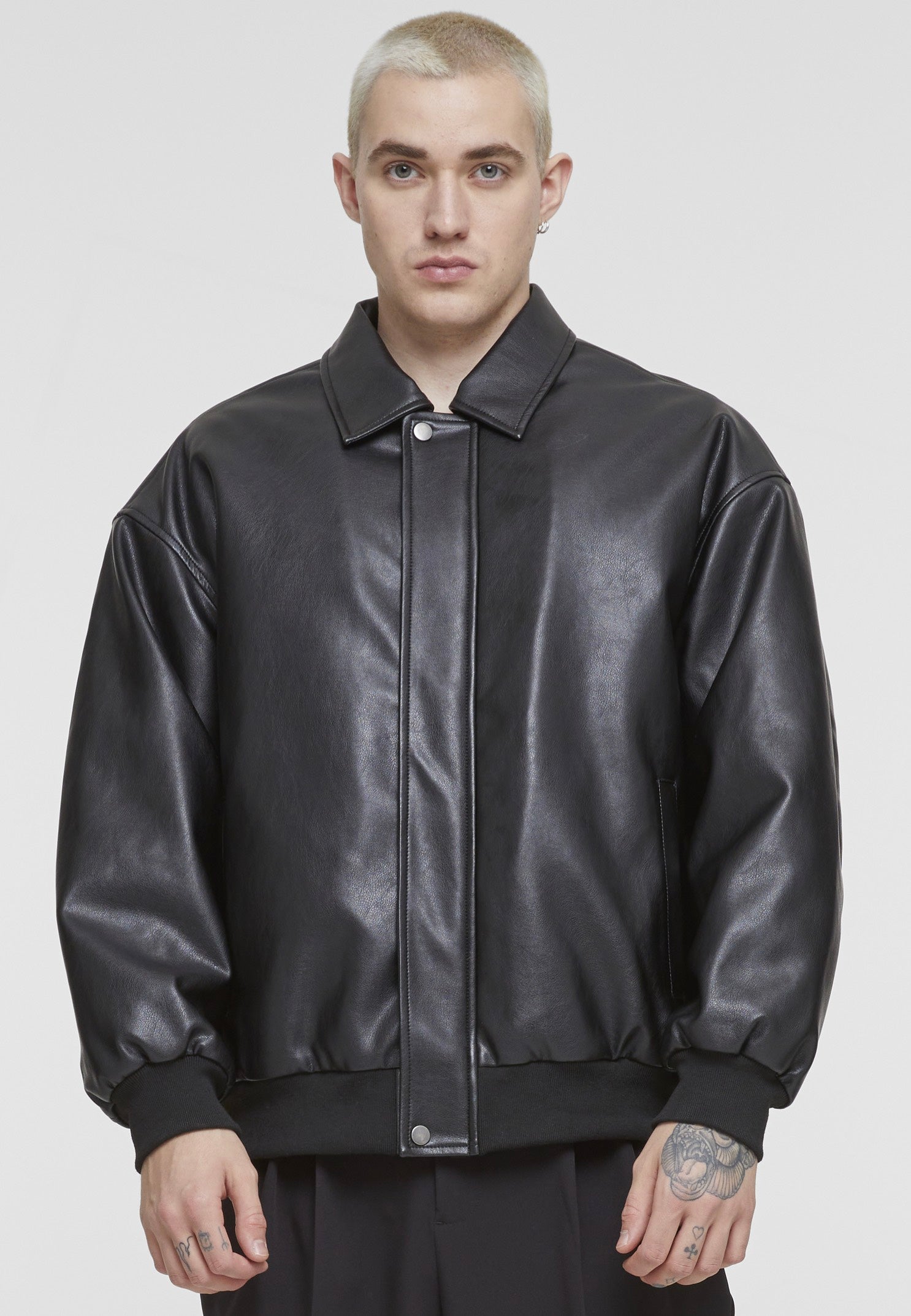 Urban Classics - Synthetic Leather Black - Leather Jacket