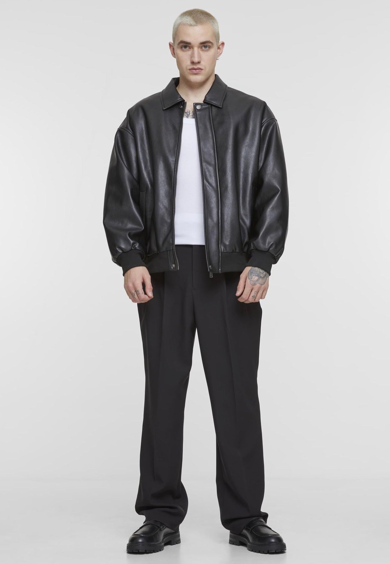 Urban Classics - Synthetic Leather Black - Leather Jacket