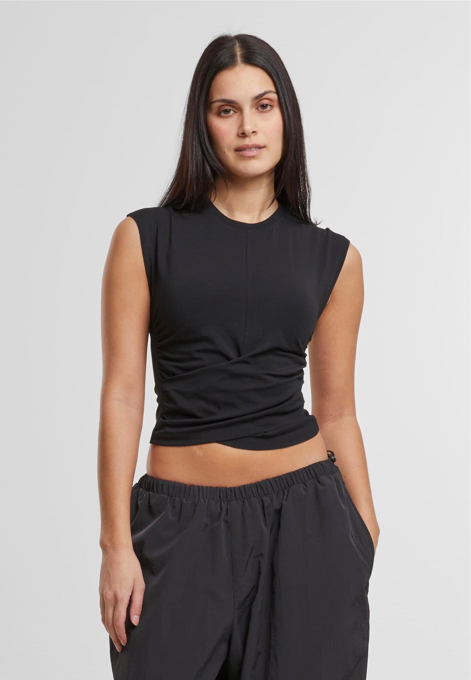 Urban Classics - Ladies Cropped Wrapped Black - Top | Women-Image