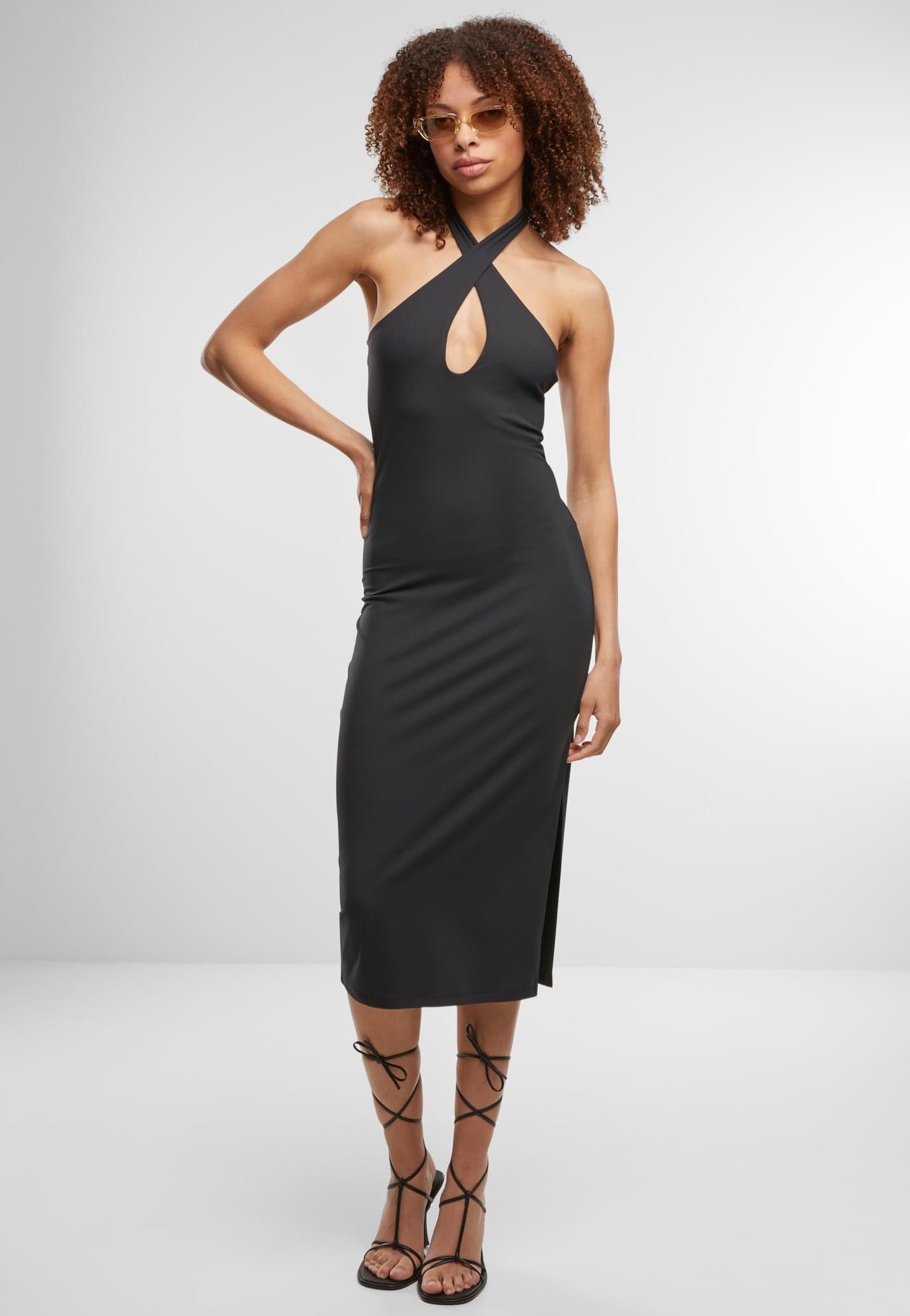 Urban Classics - Ladies Crossed Neckholder Black - Dress | Women-Image