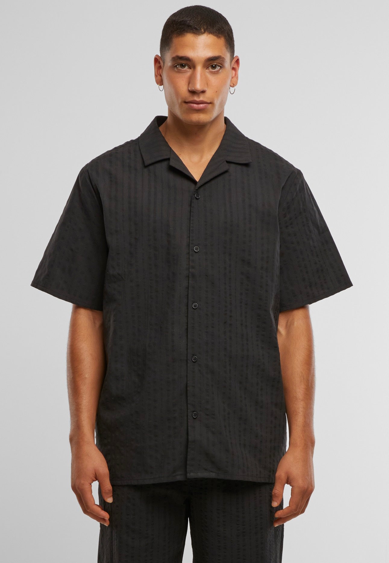Urban Classics - Seersucker Resort Black - Shirt | Men-Image