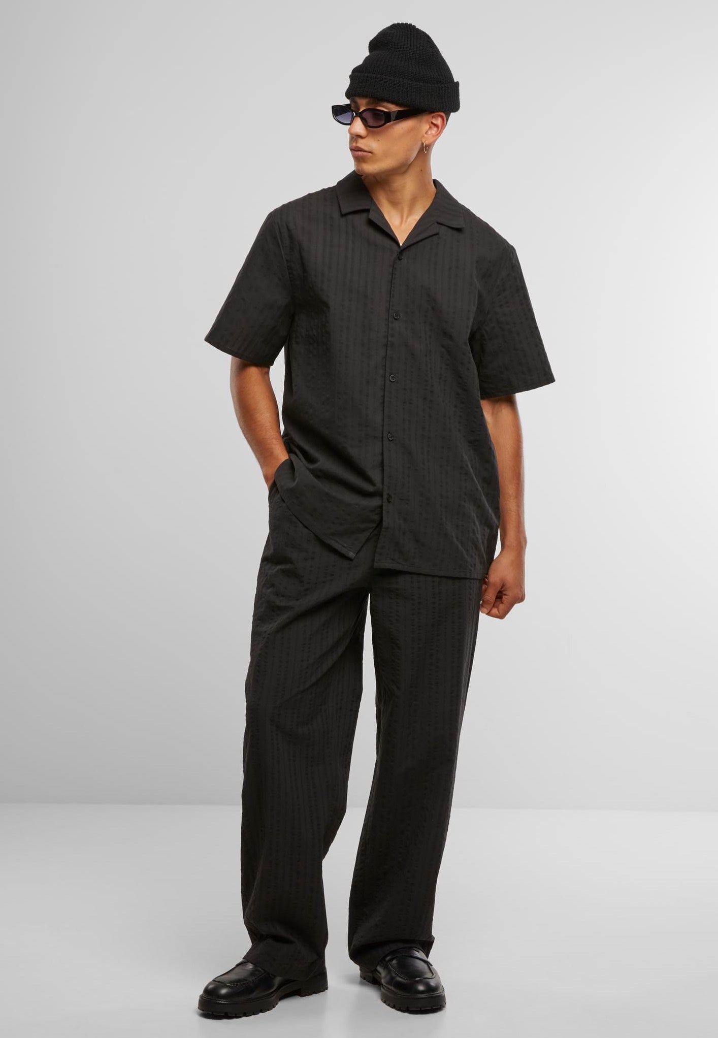 Urban Classics - Seersucker Resort Black - Shirt | Men-Image