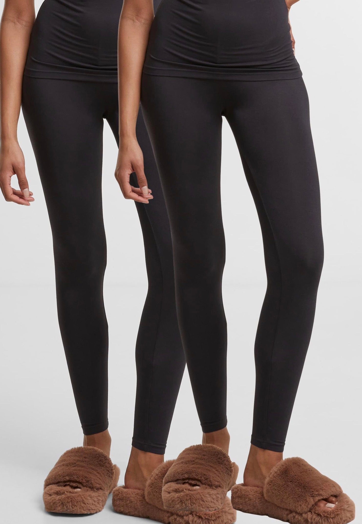 Urban Classics - Ladies Bamboo Pack Of 2 Black+Black - Leggings | Women-Image