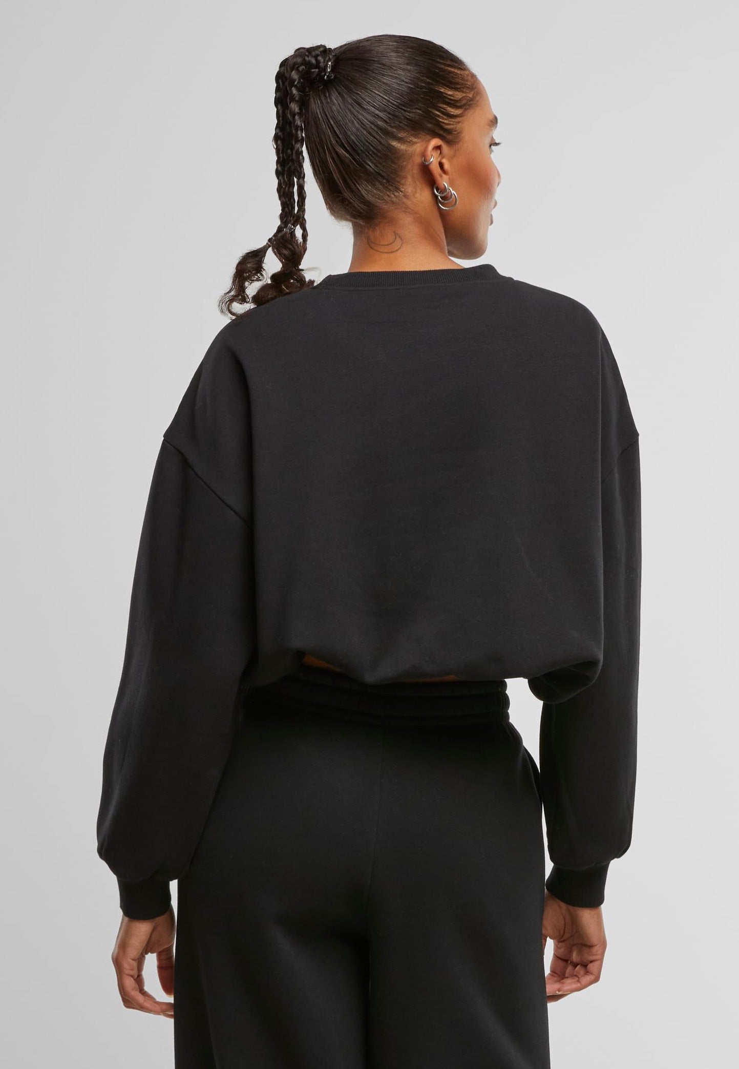 Urban Classics - Ladies Cropped Gathered Black - Sweater | Women-Image