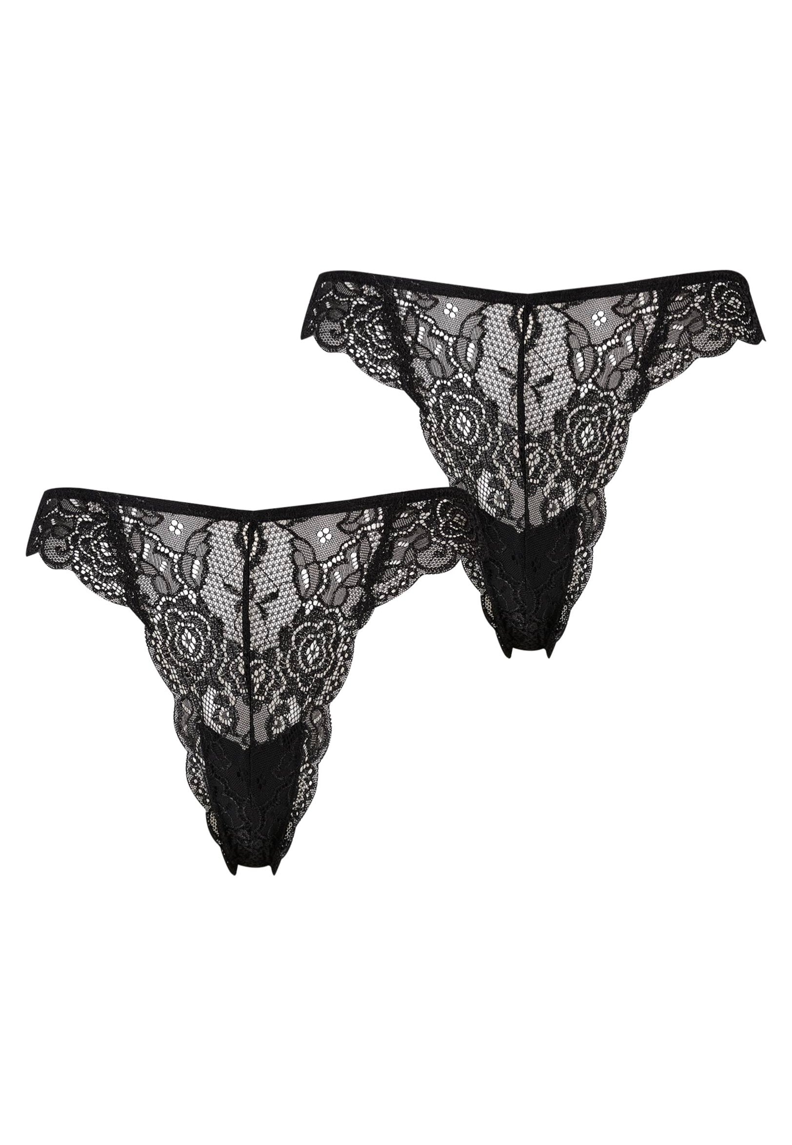 Urban Classics - Ladies Allover Lace Pack Of 2 Black+Black - Tanga | Women-Image