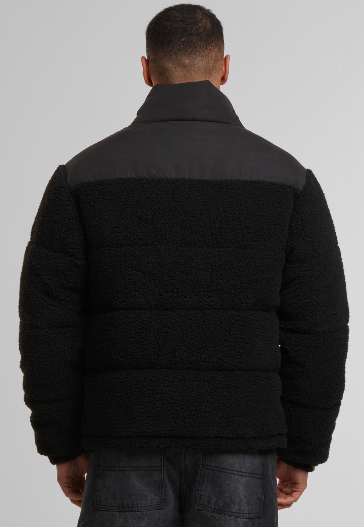 Urban Classics - Fabric Mix Teddy Puffer Black - Jacket | Men-Image