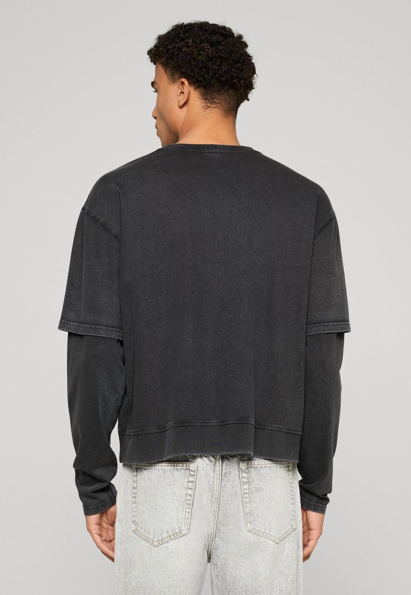 Urban Classics - Washed Double Layered Black - Longsleeve | Men-Image