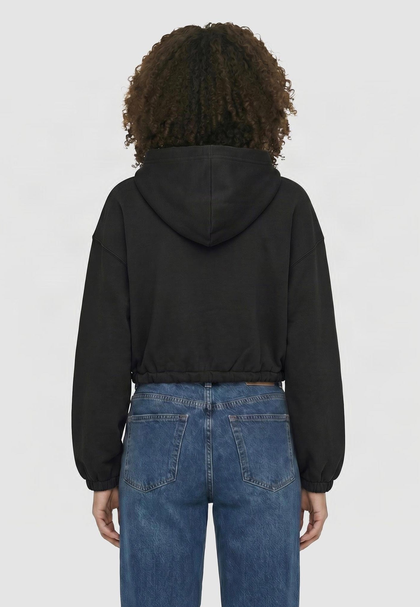 Urban Classics Ladies Fluffy Cropped Black Sweat Zippé