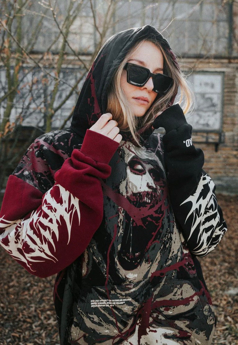 Stay Cold Apparel - Tears Of God Heavy Oversized Black/Red - Hoodie | Neutral-Image