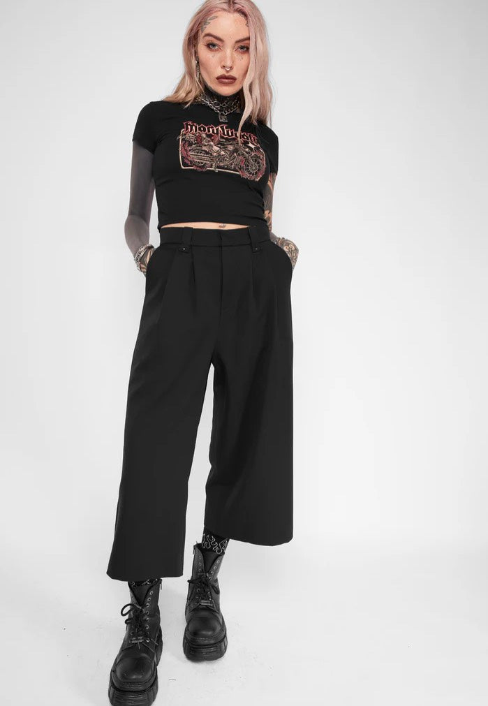 Mary Wyatt - Tegan Cropped Wide Leg Black - Pants | Women-Image
