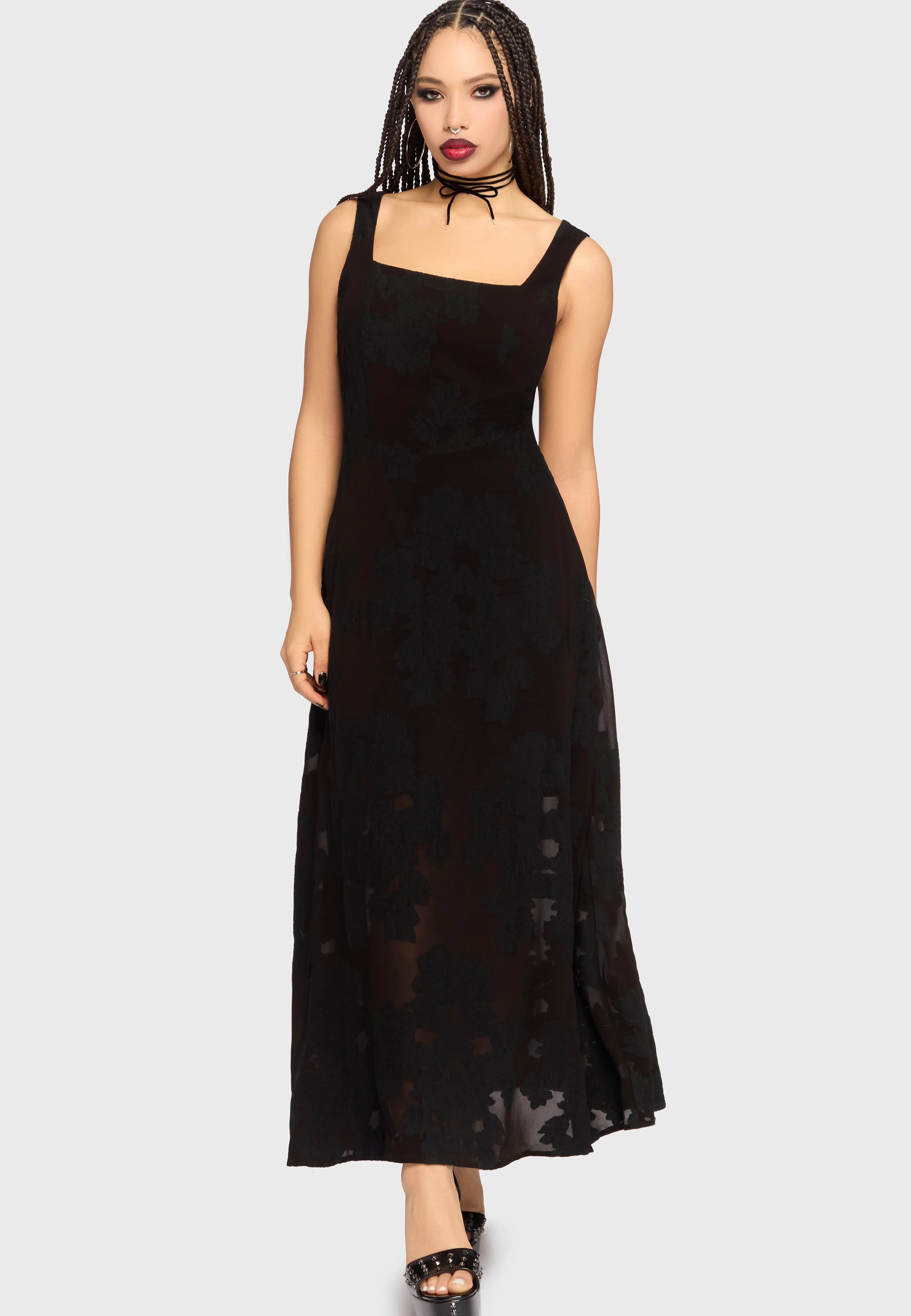 Killstar - The Hollow Jacquard Maxi Black - Dress | Women-Image