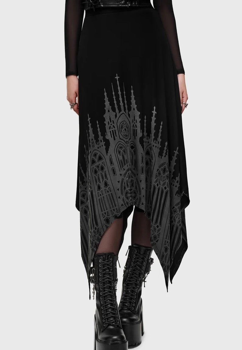 Killstar Thorned Spire Midi Black Skirt