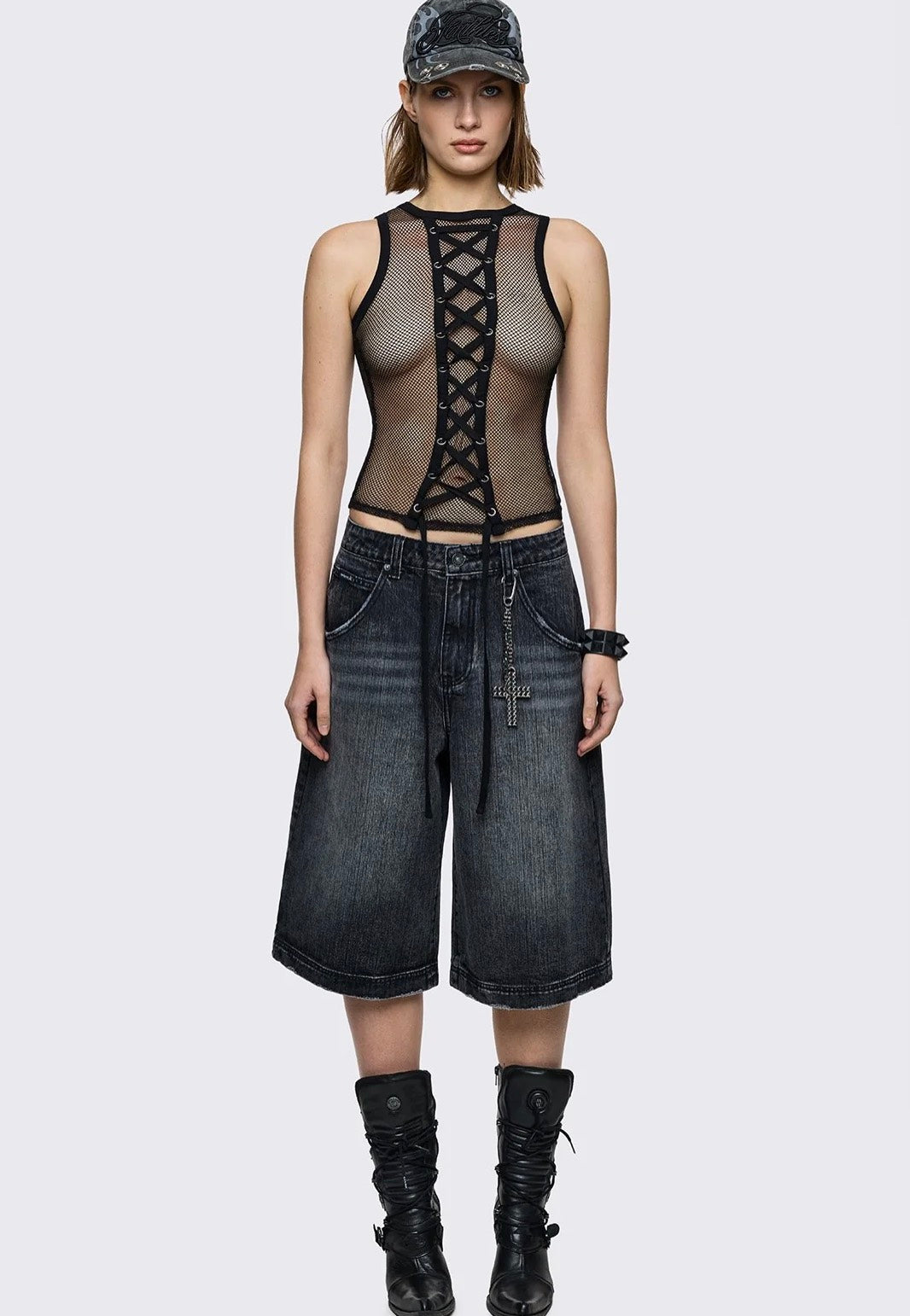 Minga London - Thrill Fishnet Vest Black - Top | Women-Image